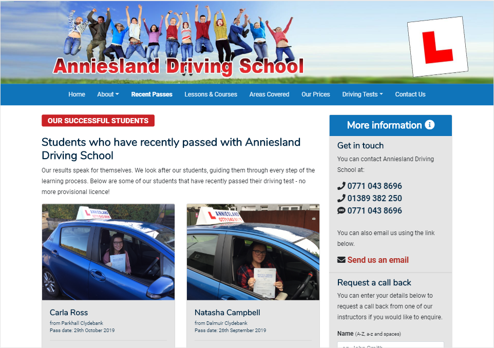 Anniesland Driving School Website